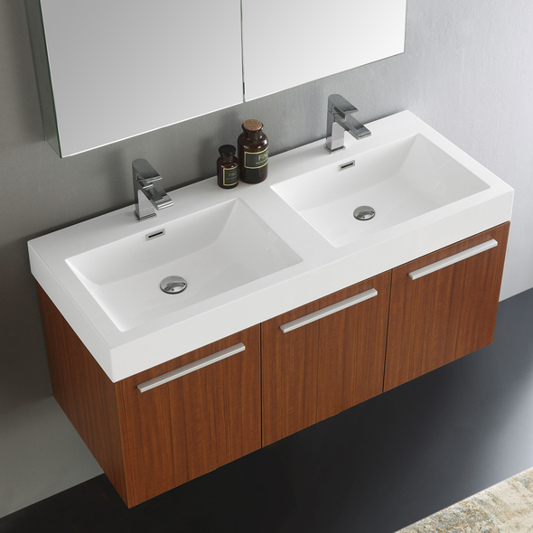 50 double sink vanity Fresca Teak Modern