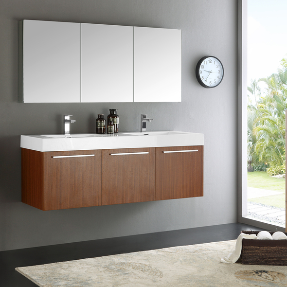 two vanity bathroom ideas Fresca Teak Modern