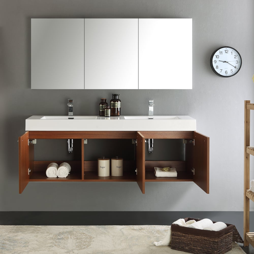 two vanity bathroom ideas Fresca Teak Modern