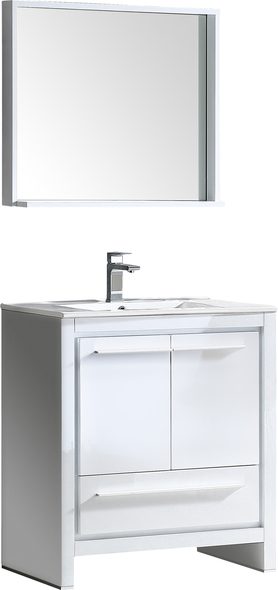 double sink bathroom vanity with storage tower Fresca White Modern