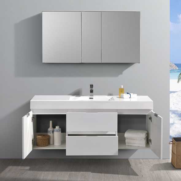 bathroom vanity base cabinet only Fresca Glossy White
