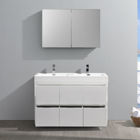 corner vanity units for small bathrooms Fresca Glossy White