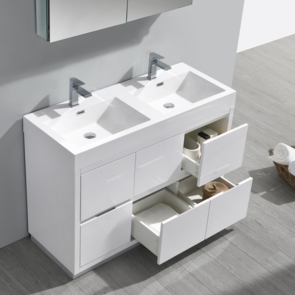 corner vanity units for small bathrooms Fresca Glossy White