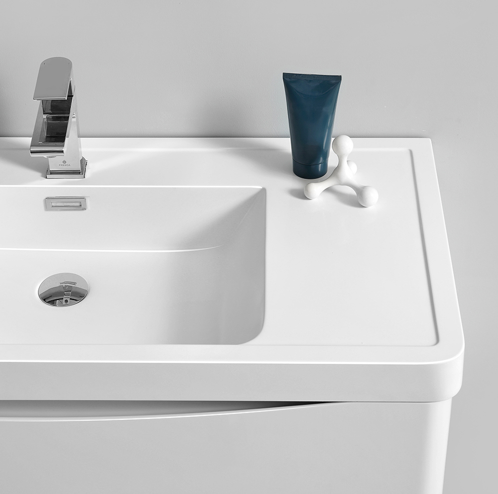 50 inch double sink vanity Fresca Glossy White