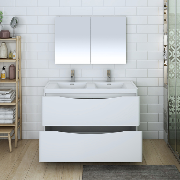 rustic bathroom vanity with sink Fresca Glossy White