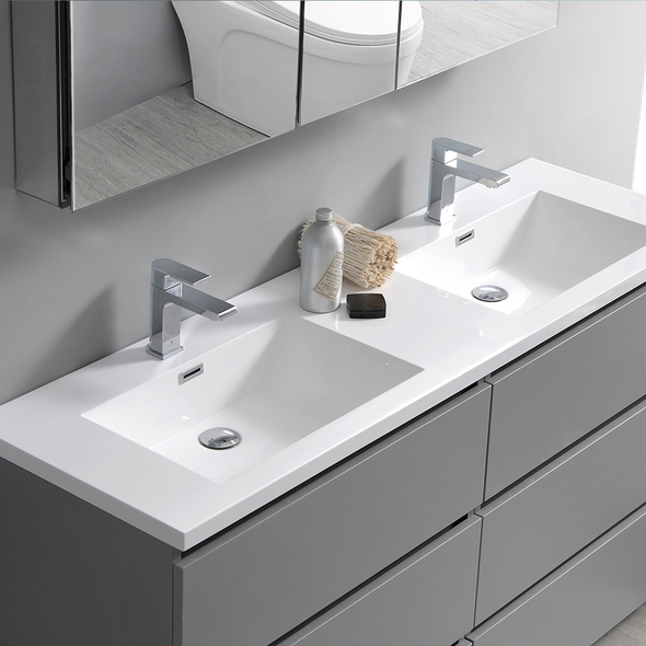 70 inch double sink vanity top Fresca Gray