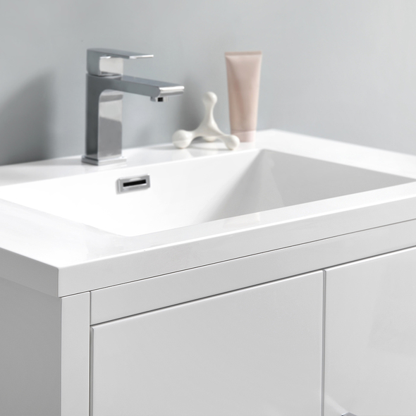 70 inch double sink vanity Fresca Glossy White
