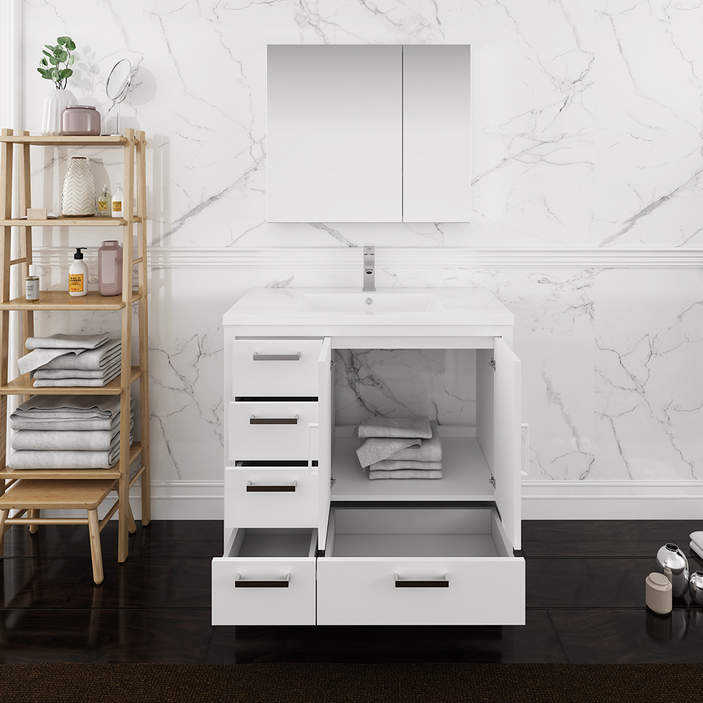 small vanity cabinet Fresca Glossy White