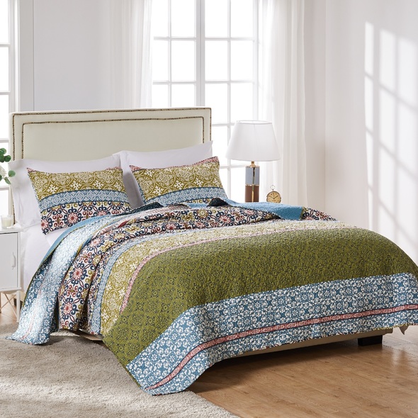 grey comforter quilt Greenland Home Fashions Quilt Set Multi