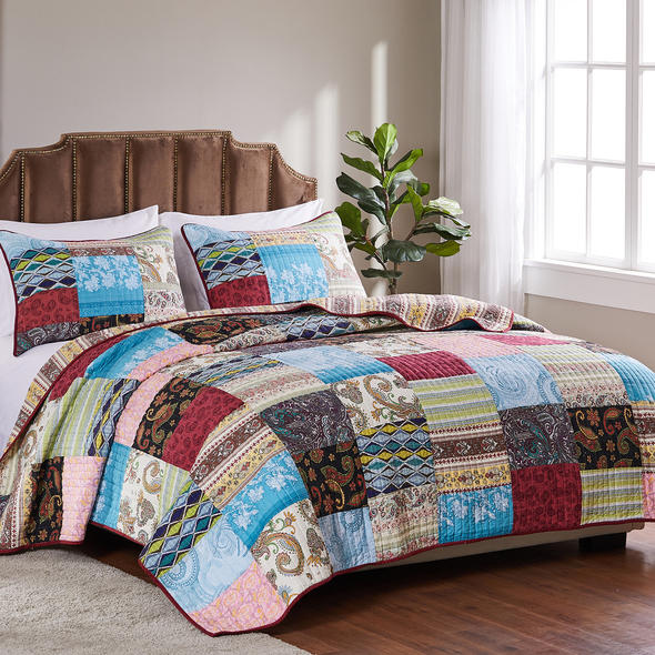 bedspread white king Greenland Home Fashions Quilt Set Multi