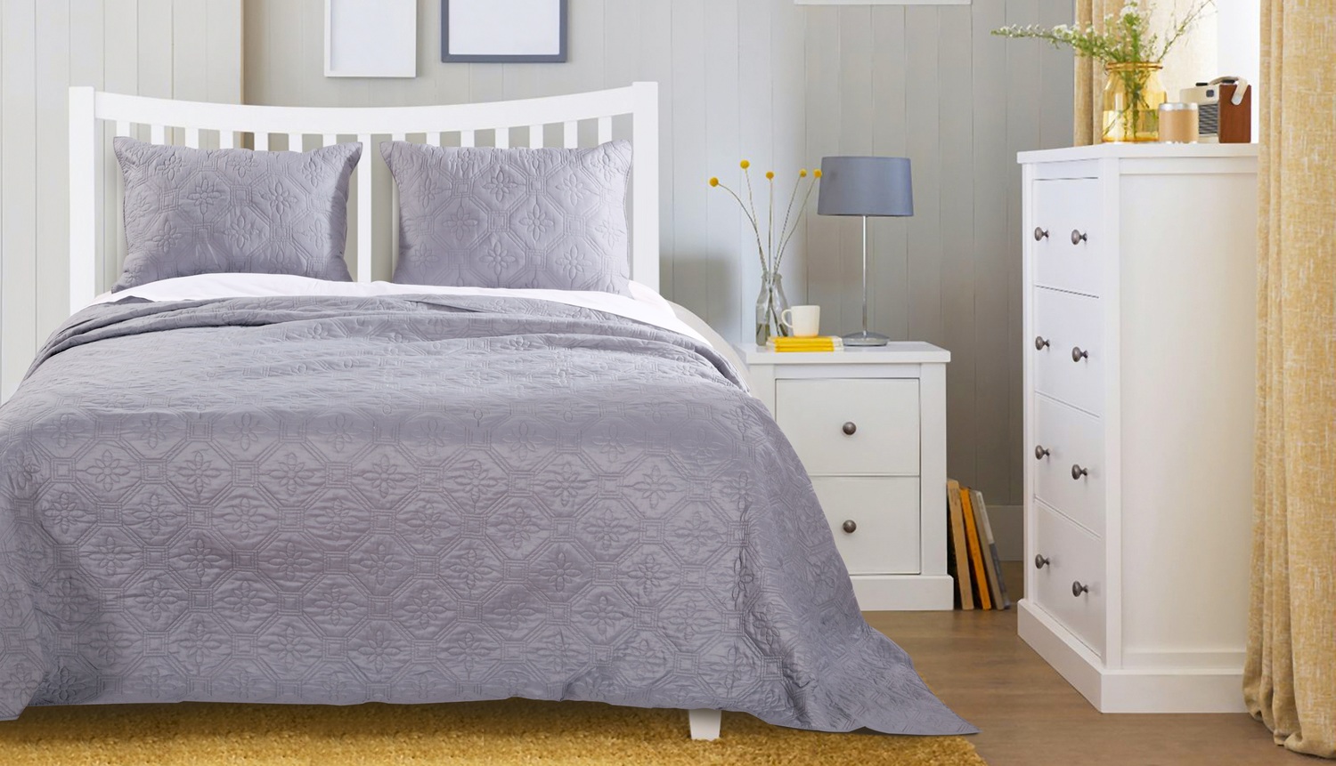 bedspreads full Greenland Home Fashions Bedspread Set Stone Gray