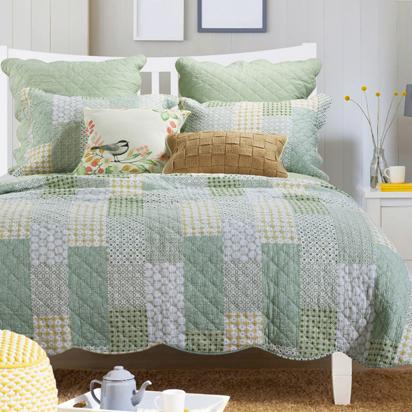 twin bed coverlet sets Greenland Home Fashions Quilt Set Sage