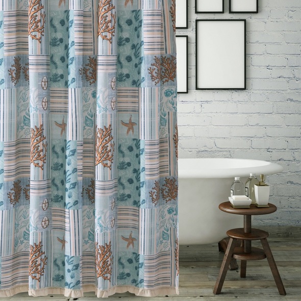 pretty bathroom shower curtains Greenland Home Fashions Bath Seafoam