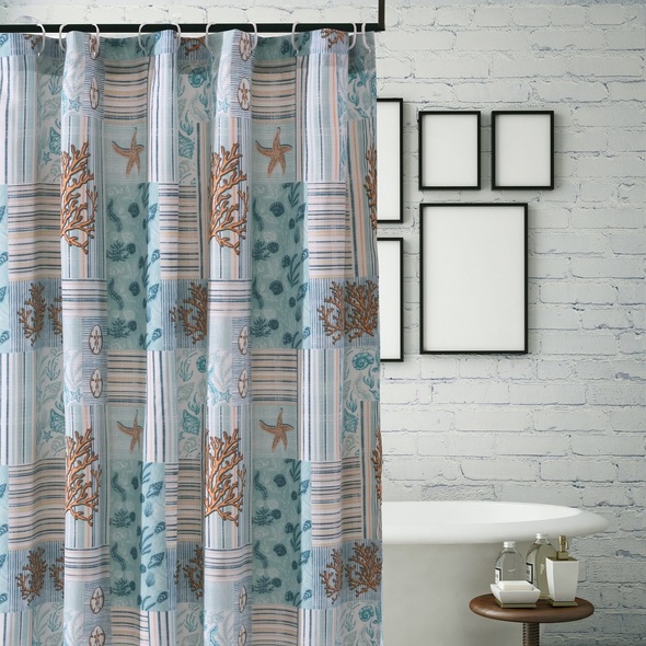 pretty bathroom shower curtains Greenland Home Fashions Bath Seafoam