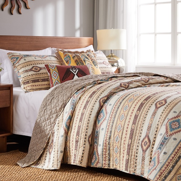 white comforter twin set Greenland Home Fashions Quilt Set Tan