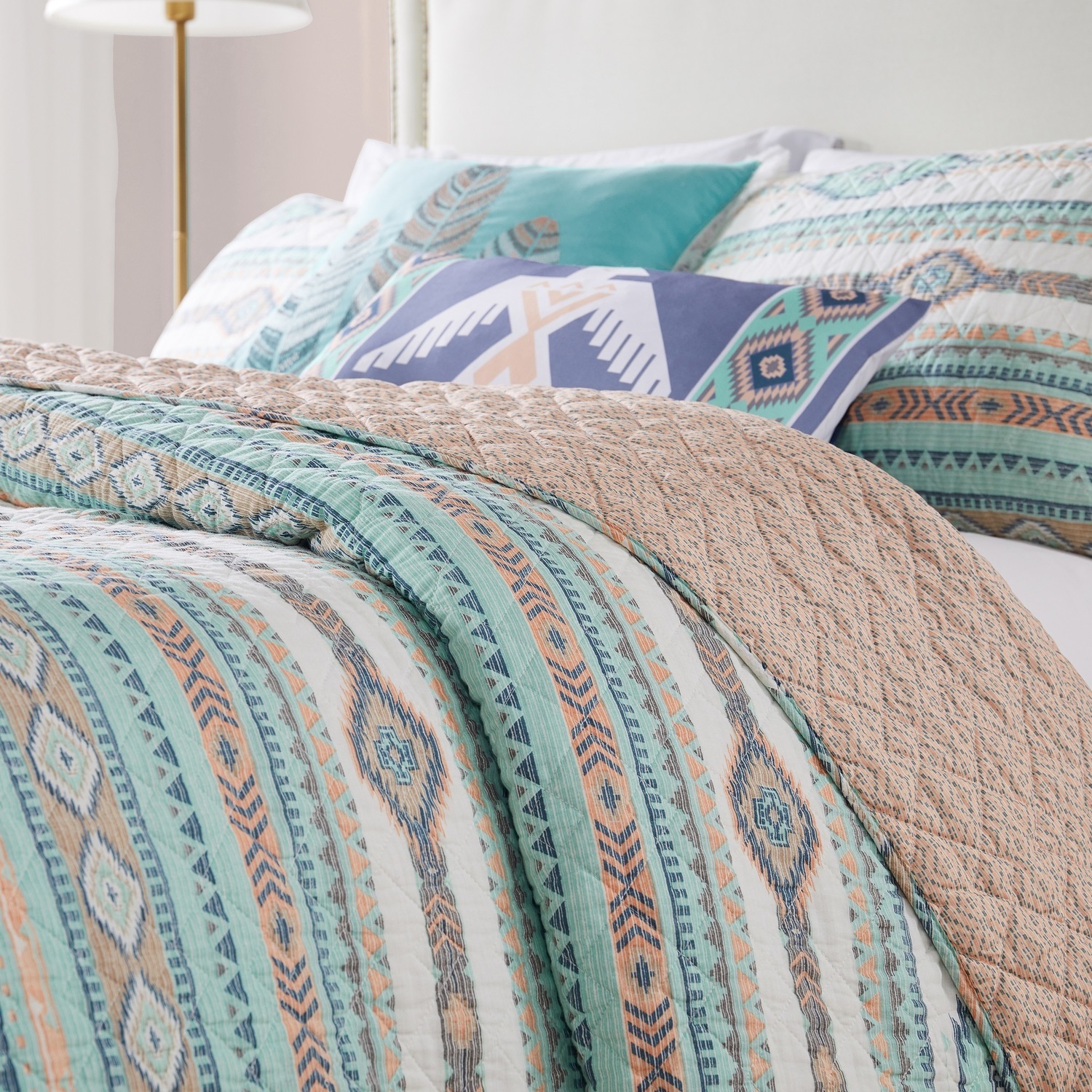 white bedspread sale Greenland Home Fashions Quilt Set Turquoise