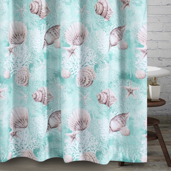 light blue shower curtain Greenland Home Fashions Bath Turquoise