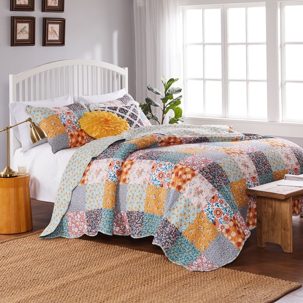 full size white quilt set Greenland Home Fashions Quilt Set Calico