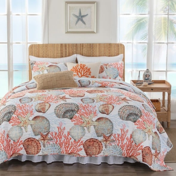 bed coverlets bedspreads Greenland Home Fashions Quilt Set Coral