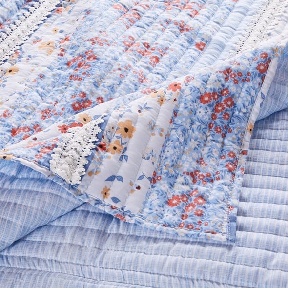 embroidered quilt bedding Greenland Home Fashions Quilt Set Quilts-Bedspreads and Coverlets White