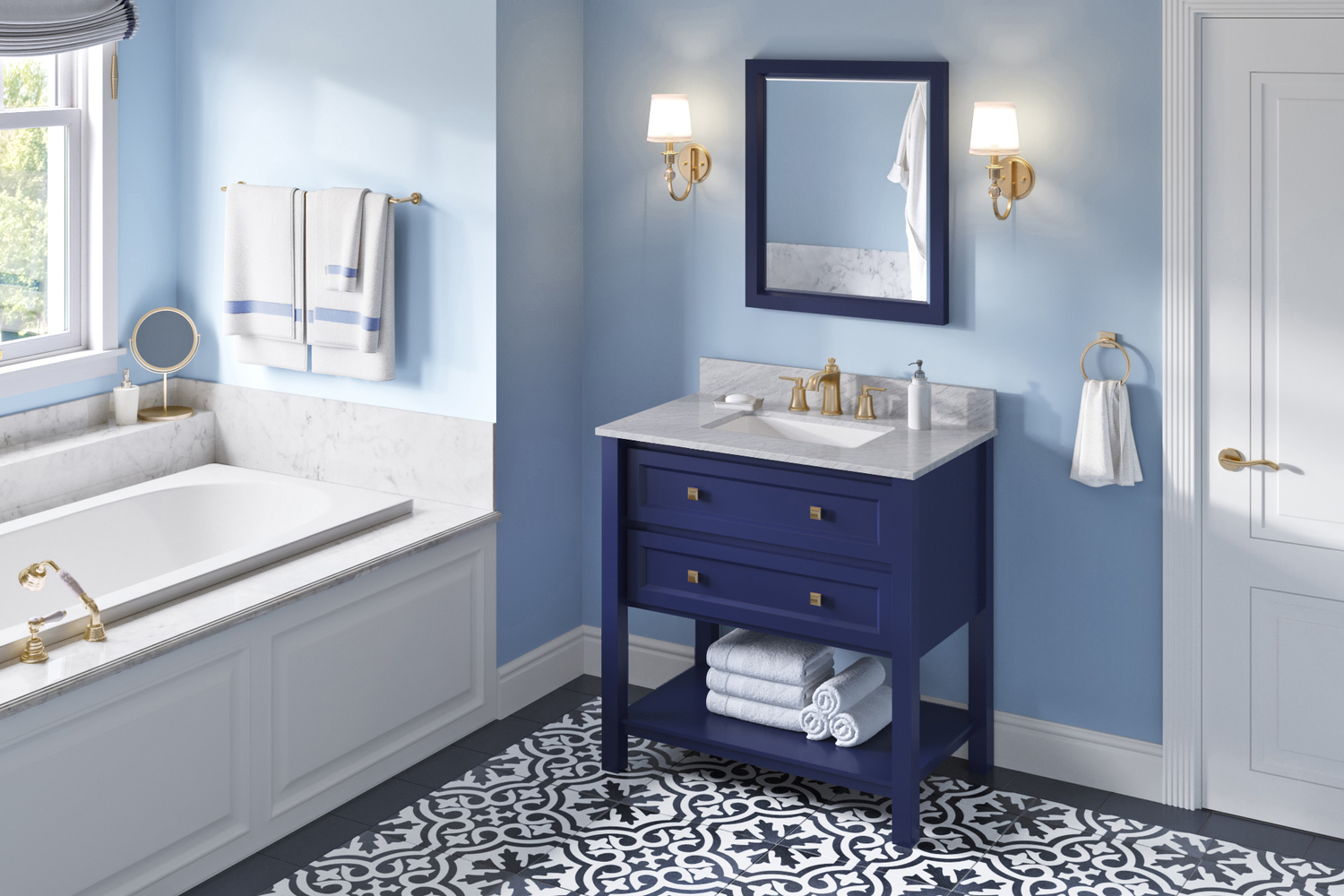 custom made bathroom cabinets Hardware Resources Vanity Hale Blue Transitional