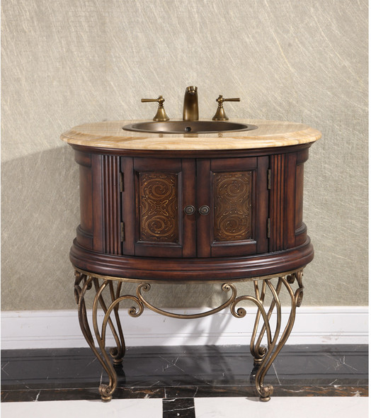 black small bathroom vanity InFurniture Deep Brown with Wood Vein Top Antique