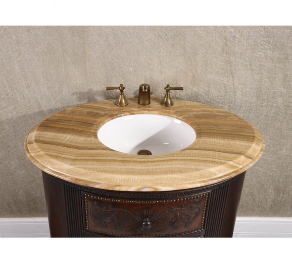 small bathroom vanity with storage InFurniture Dark Walnut with Wood Vein Top