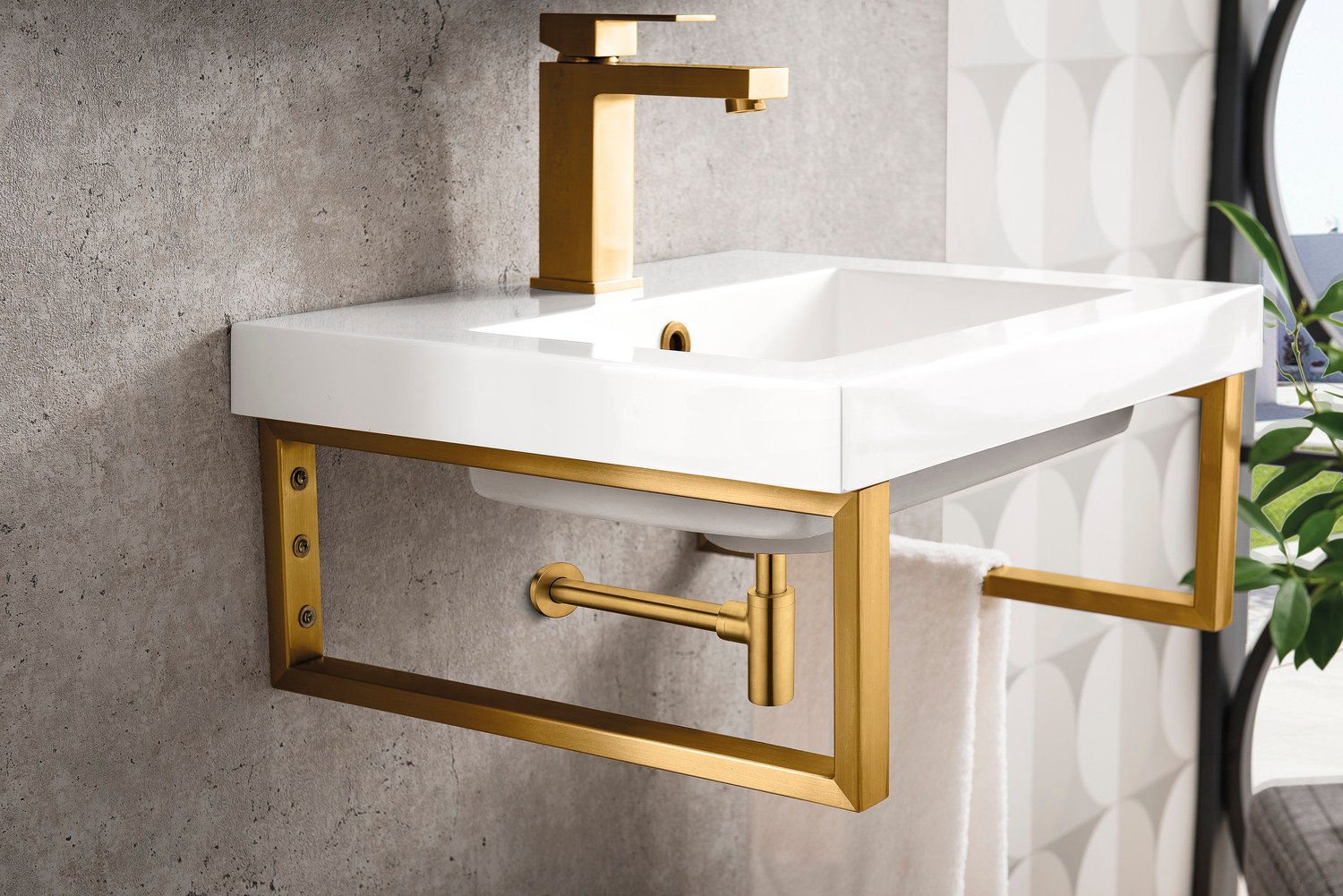  James Martin Floating Console Bathroom Vanities Radiant Gold Modern