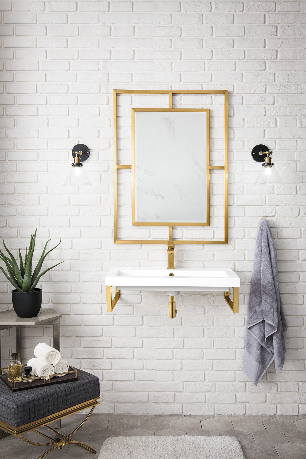 30 bathroom vanities   James Martin Floating Console Radiant Gold Modern