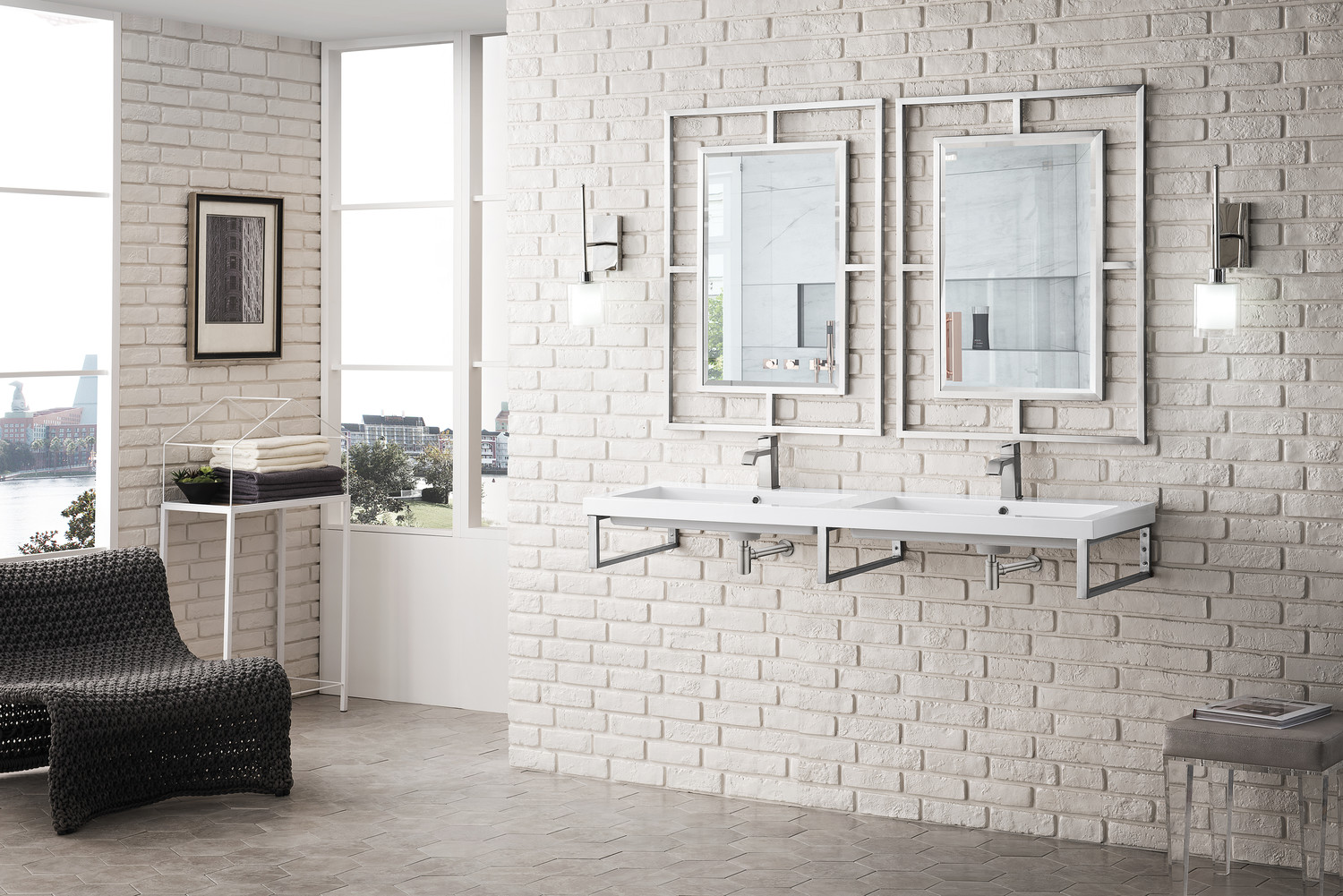 unique vanities for small bathrooms James Martin Floating Console Brushed Nickel Modern