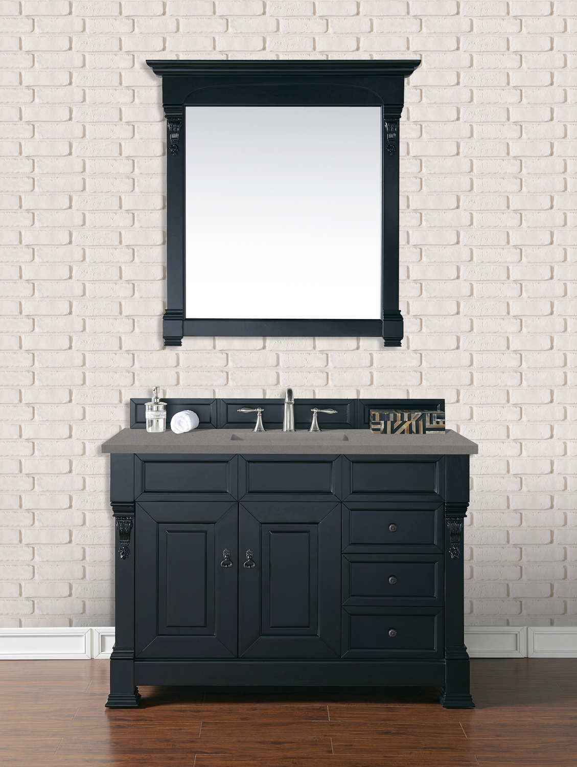 50 inch bathroom vanity top single sink James Martin Vanity Antique Black Transitional