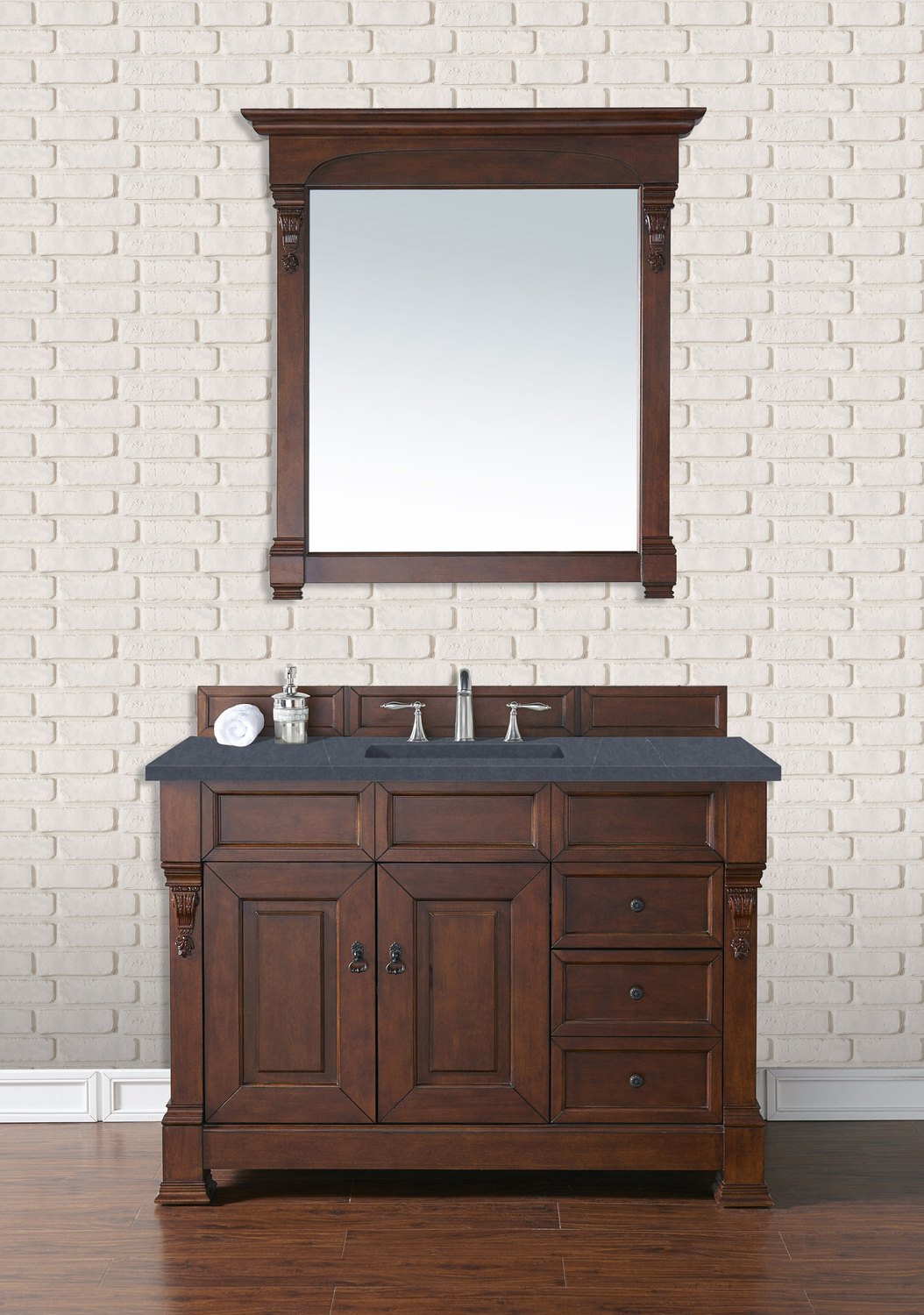 single rustic bathroom vanity James Martin Vanity Warm Cherry Transitional