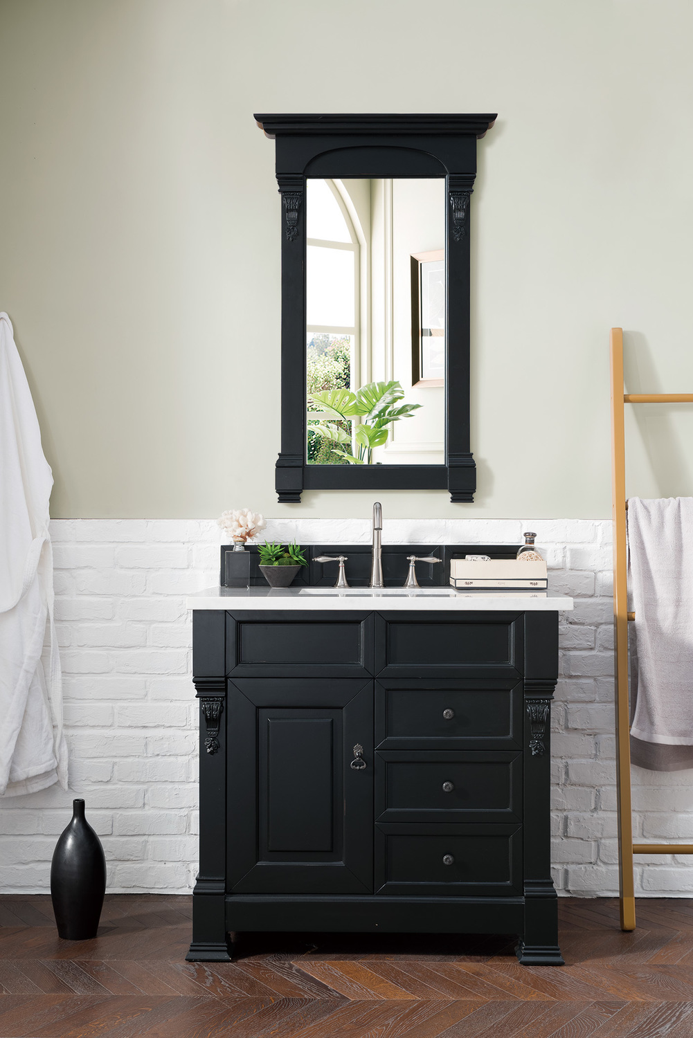 70 bathroom vanity top single sink James Martin Vanity Antique Black Transitional