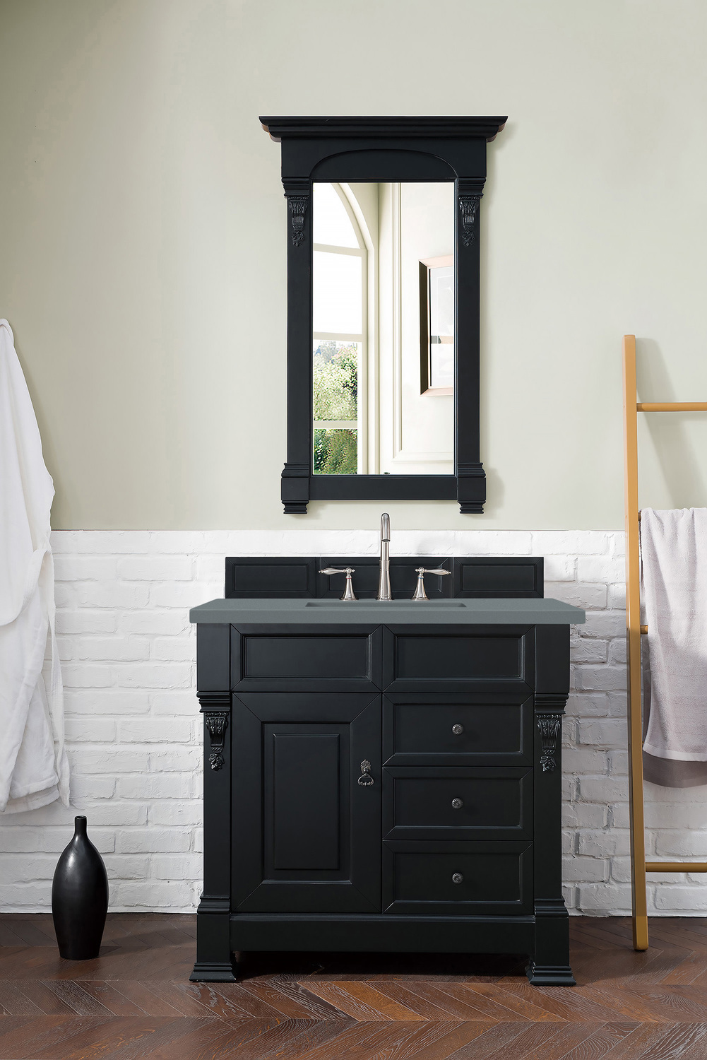 small bathroom basin cabinets James Martin Vanity Antique Black Transitional
