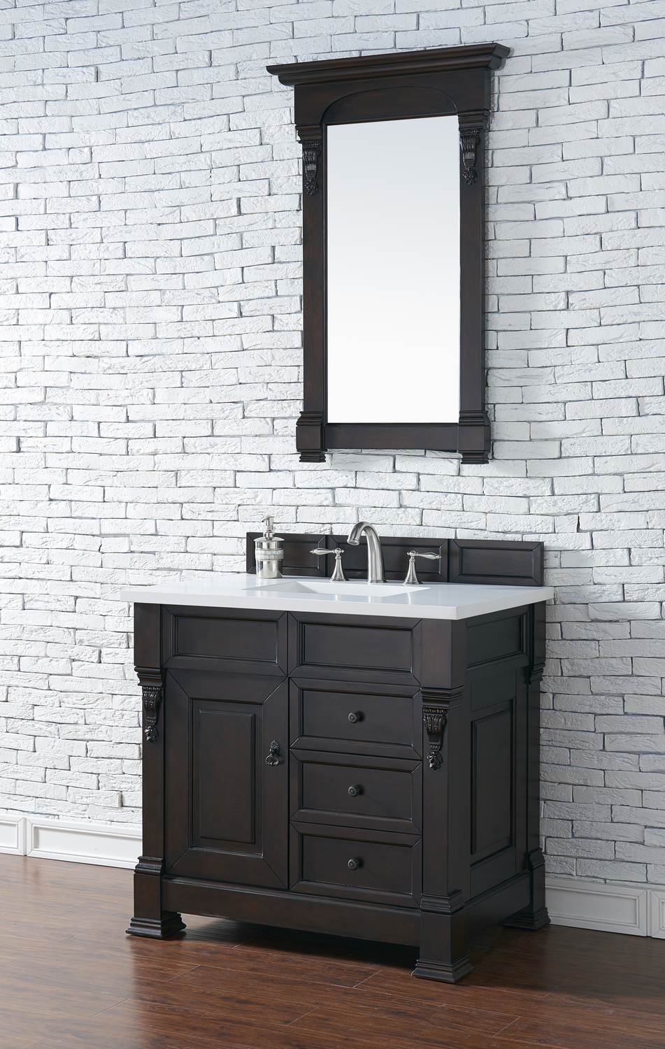 one piece sink and countertop James Martin Vanity Burnished Mahogany Transitional