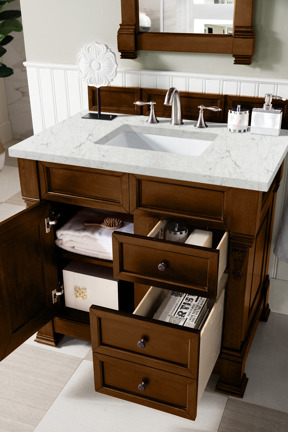 rustic double vanity James Martin Vanity Country Oak Transitional