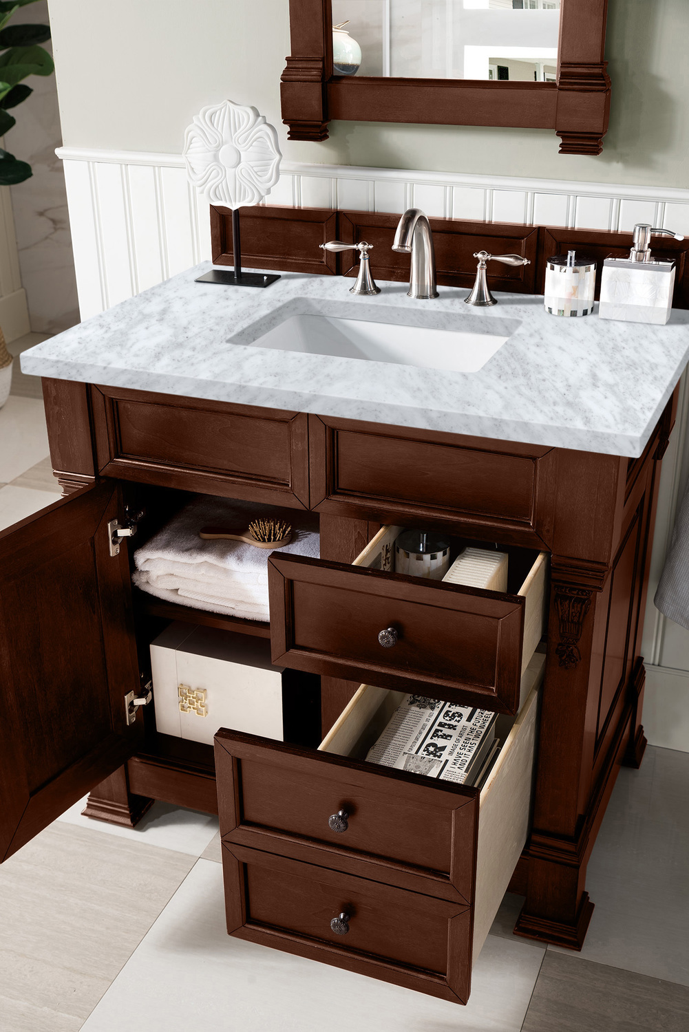 bathroom vanity without top James Martin Vanity Warm Cherry Transitional