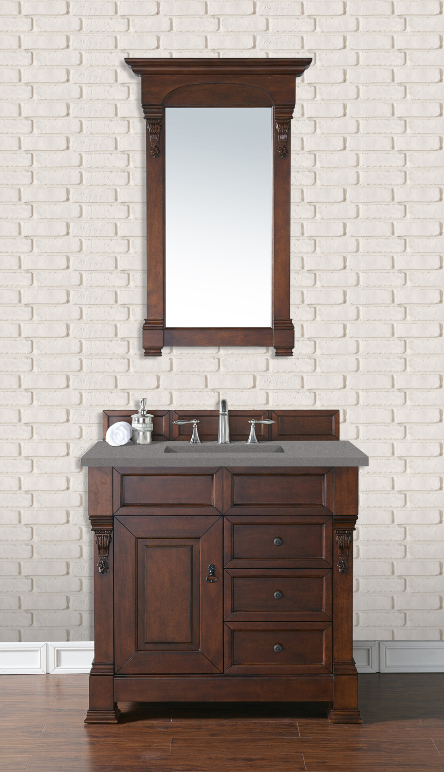bathroom vanity with drawers only James Martin Vanity Warm Cherry Transitional