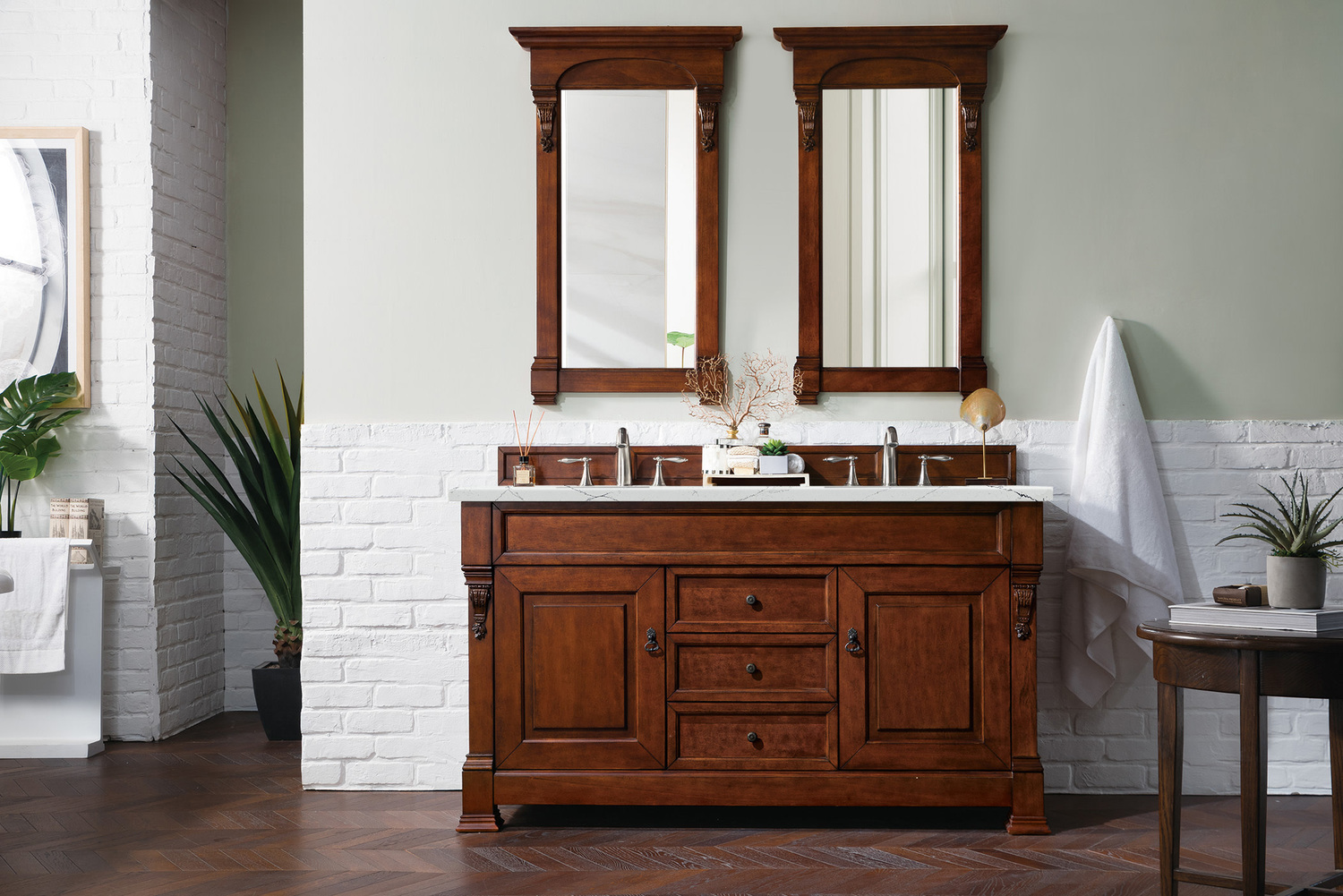 bathroom vanity with double sink 60 James Martin Vanity Warm Cherry Transitional