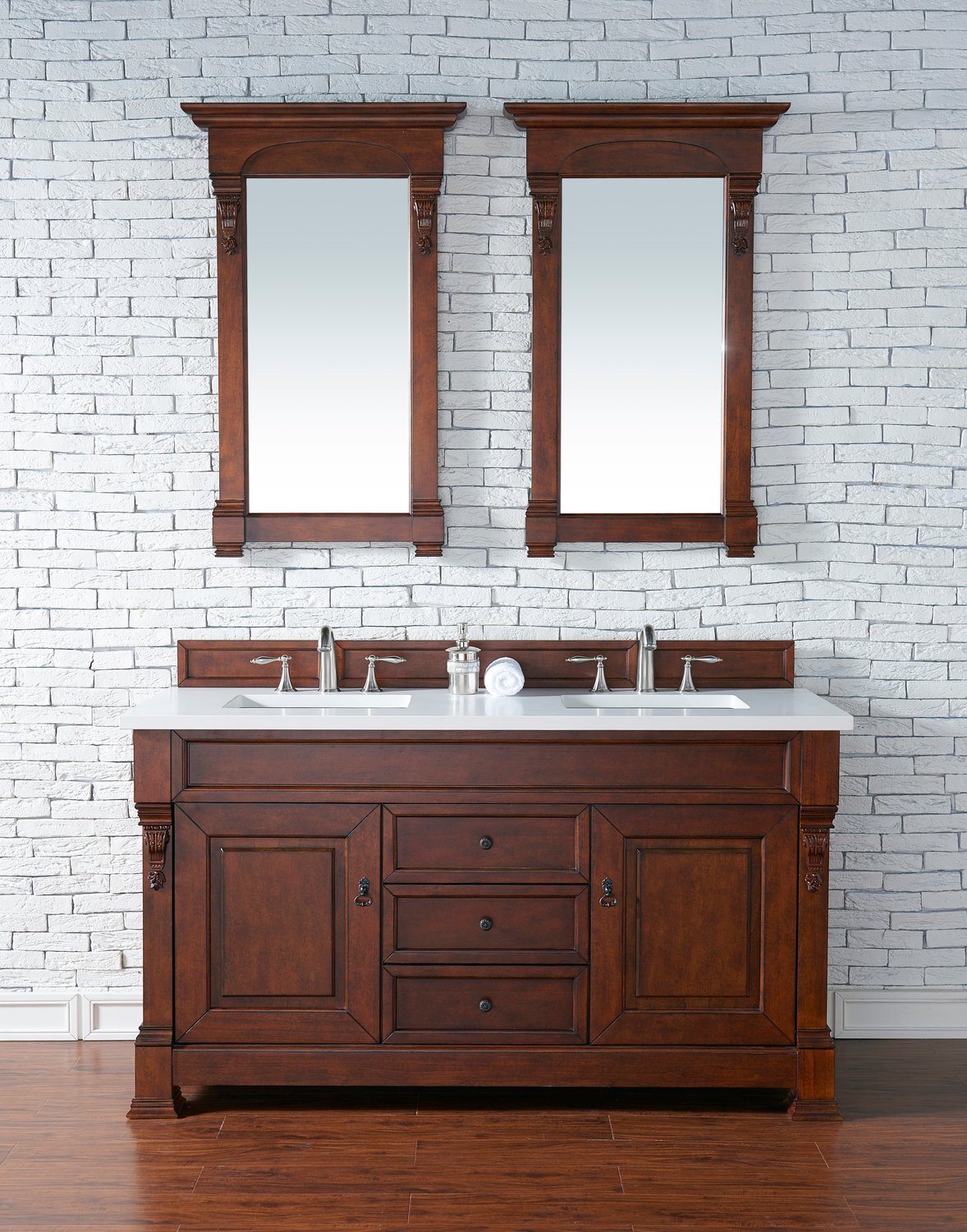 toilet with cupboard James Martin Vanity Warm Cherry Transitional