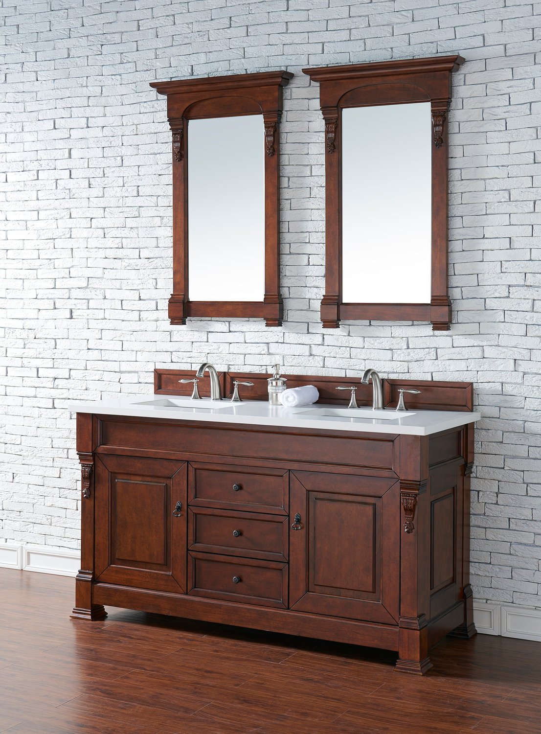 toilet with cupboard James Martin Vanity Warm Cherry Transitional