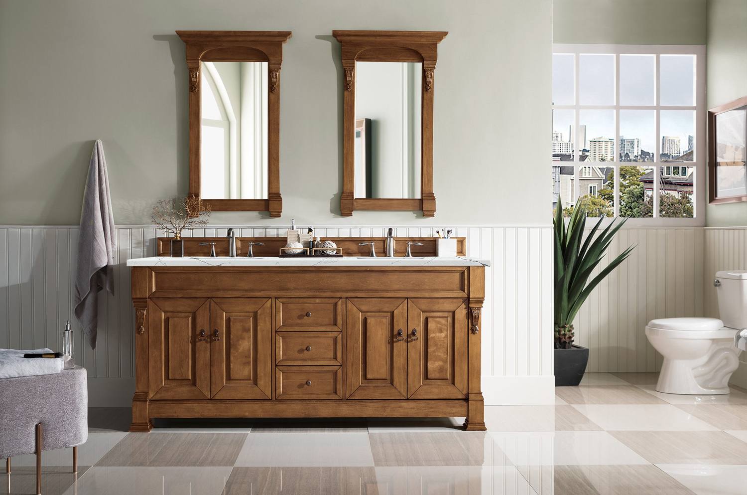 bathroom vanity 72 inch double sink James Martin Vanity Country Oak Transitional