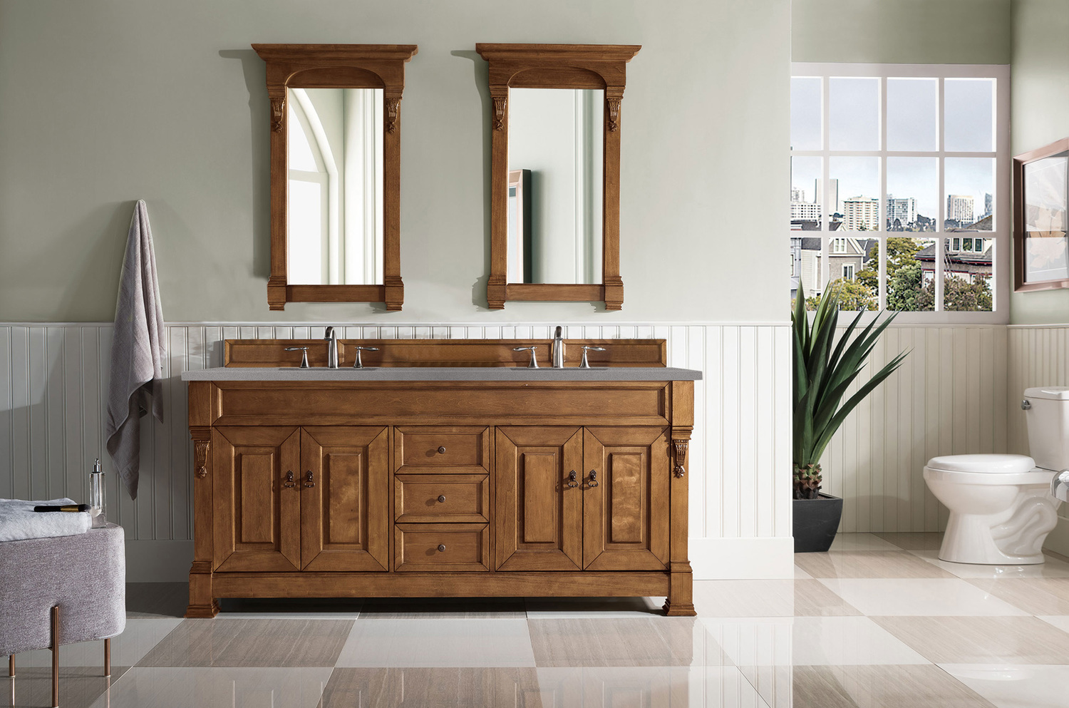 bathroom vanity and storage cabinet set James Martin Vanity Country Oak Transitional