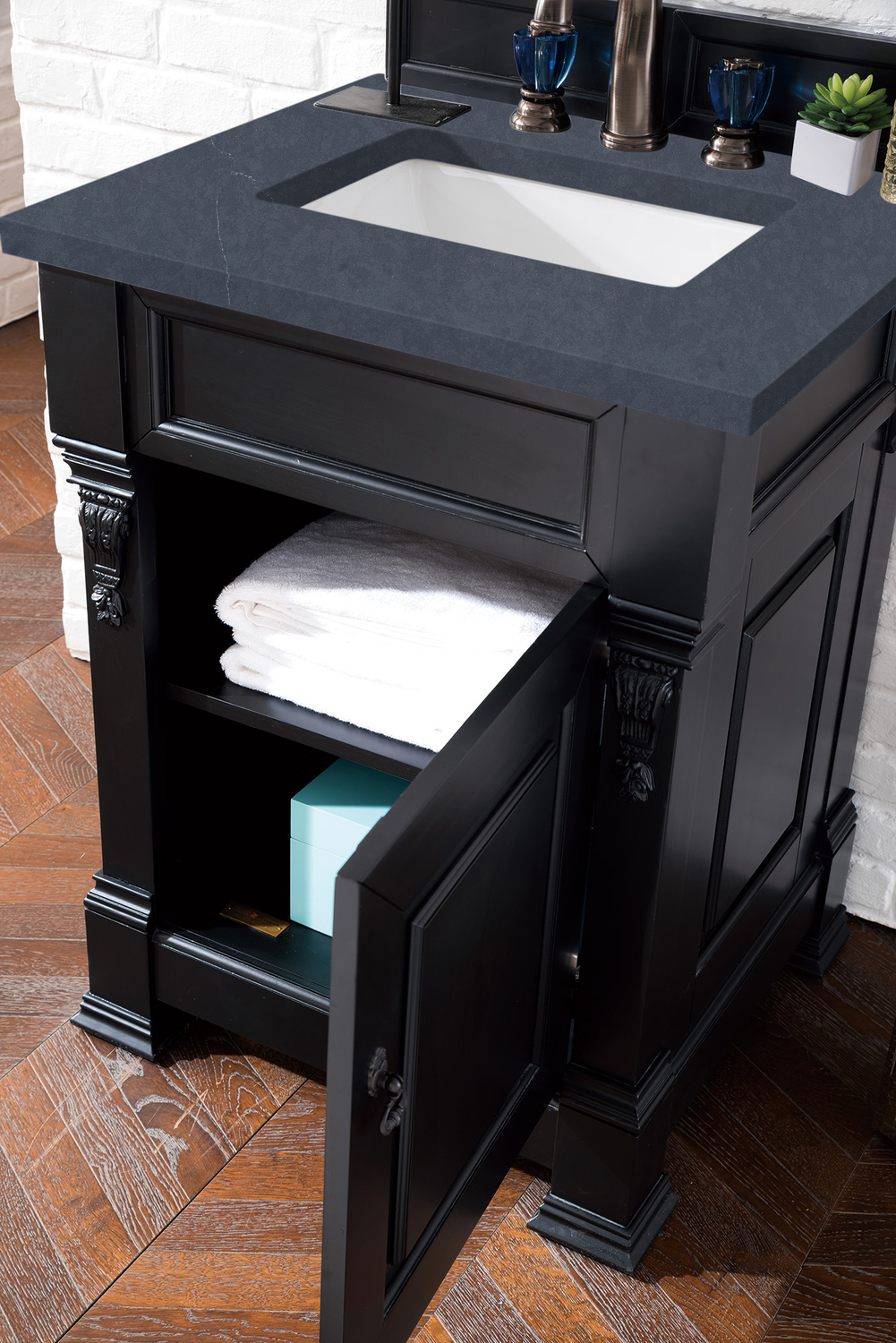 small double sink vanity James Martin Vanity Antique Black Transitional