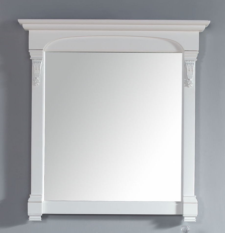 white vanity with lights and mirror James Martin Mirror Transitional, Traditional
