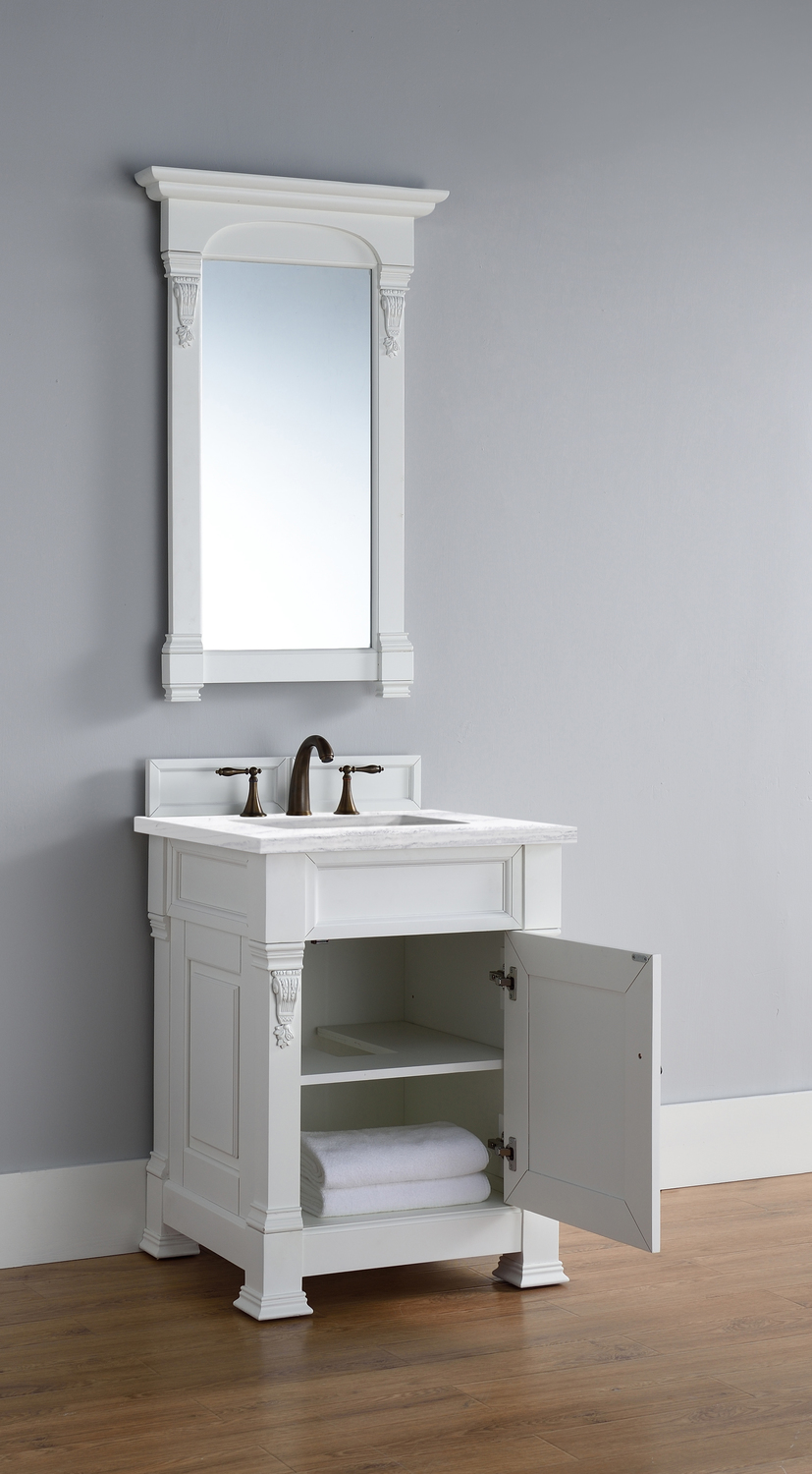white oak bathroom vanity James Martin Vanity Bright White Transitional
