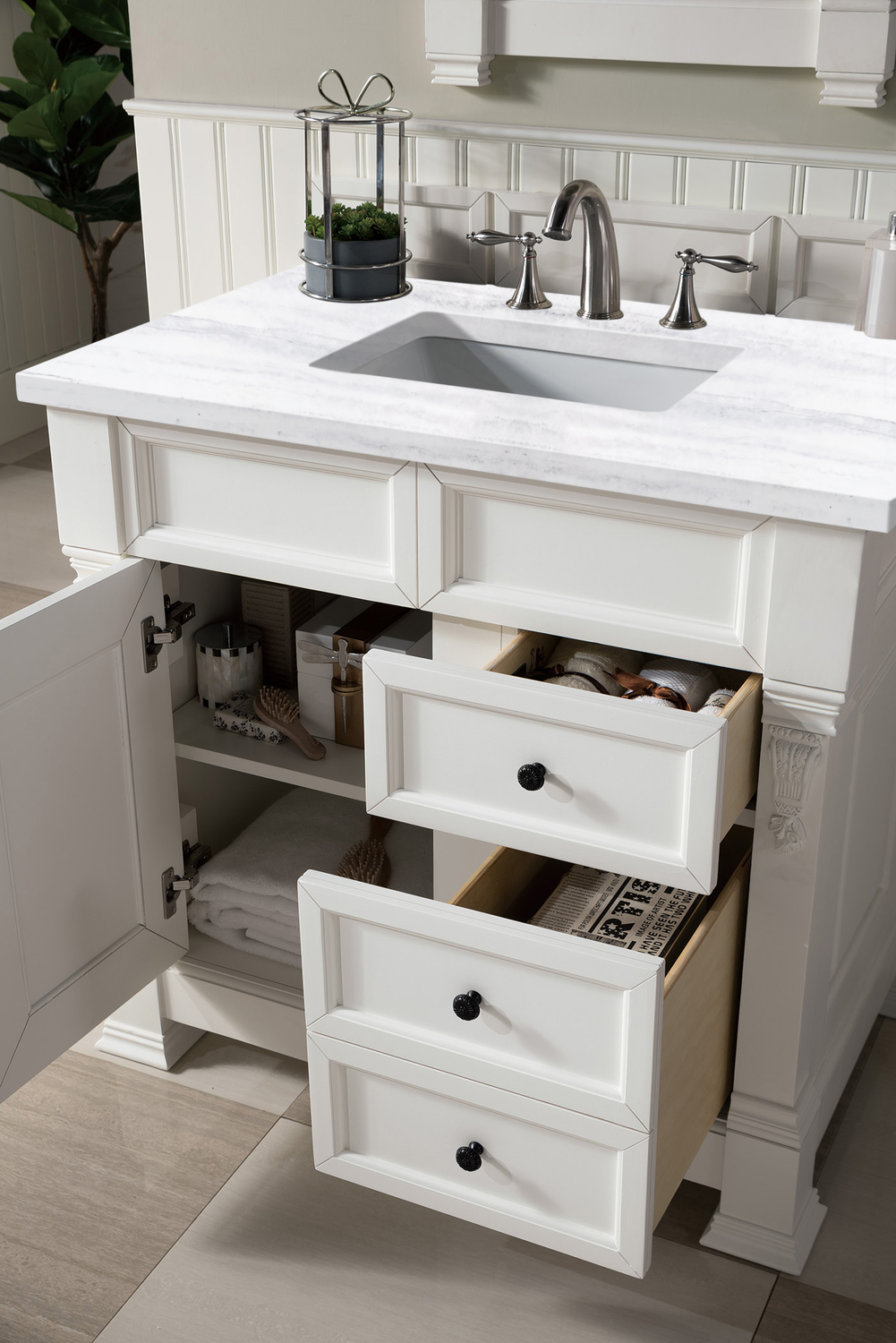 30 inch sink cabinet James Martin Vanity Bright White Transitional