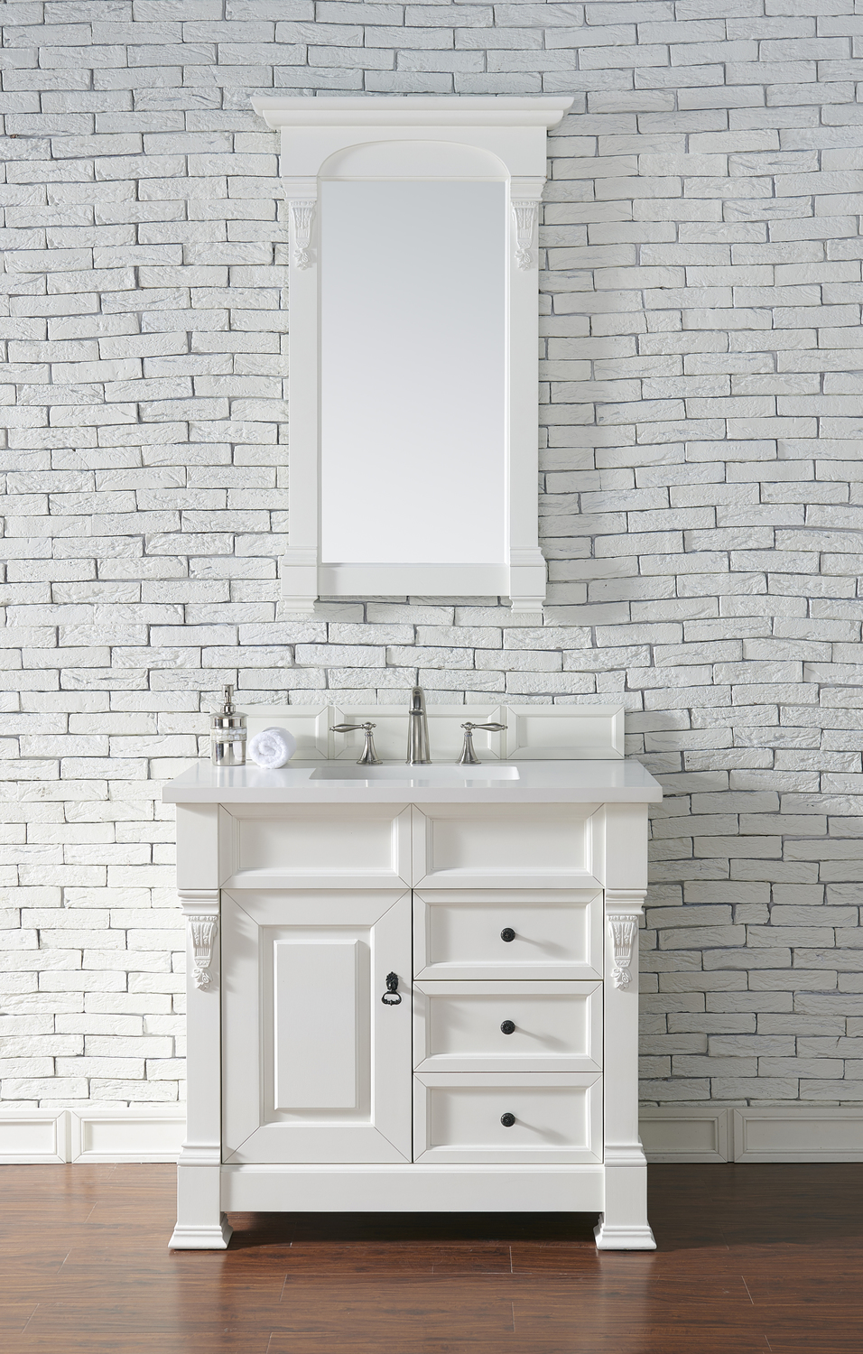 oak bathroom cabinets James Martin Vanity Bright White Transitional