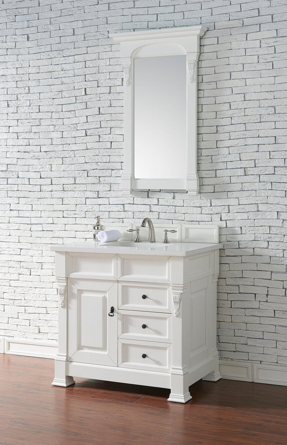oak bathroom cabinets James Martin Vanity Bright White Transitional