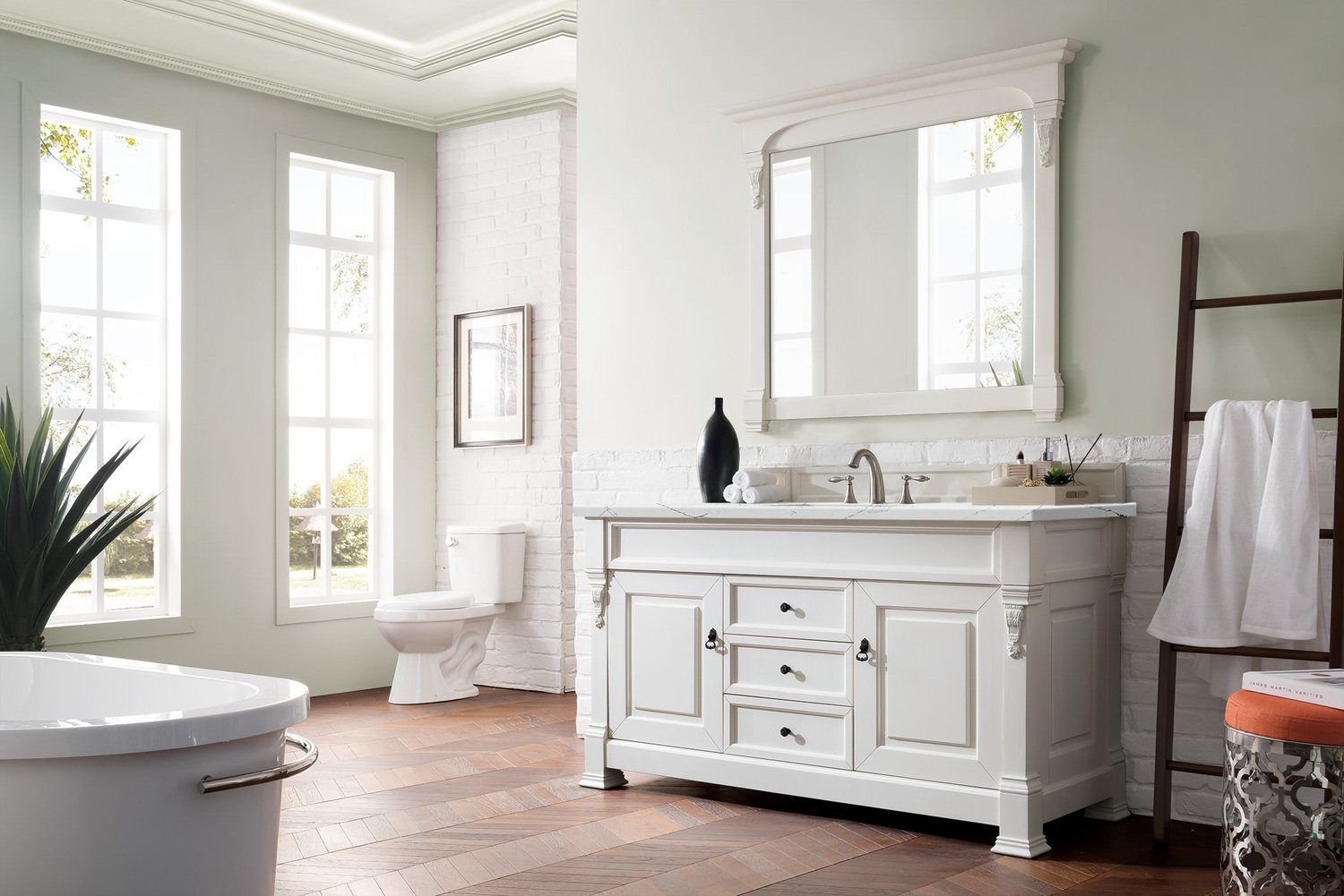 vanity with sink James Martin Vanity Bright White Transitional